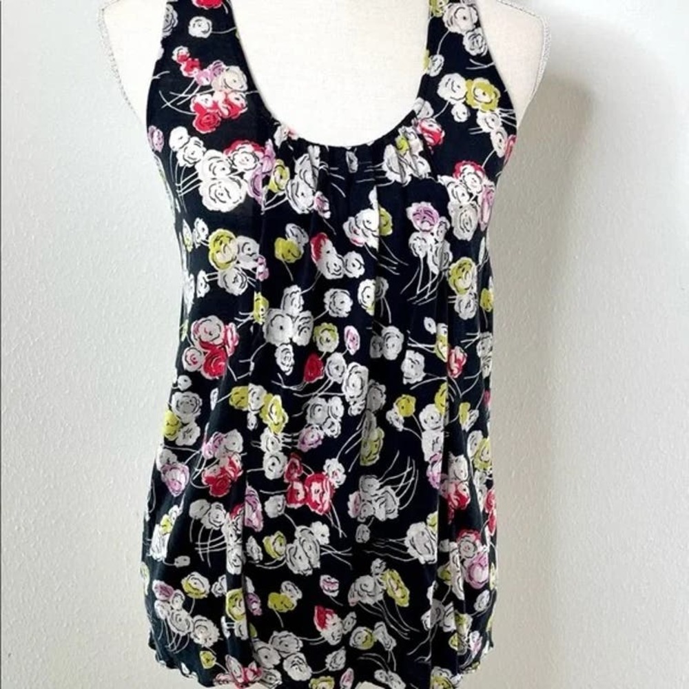 Anthropologie Ric Rac Sleeveless‎ Ruffled Back Floral Top SZ Small